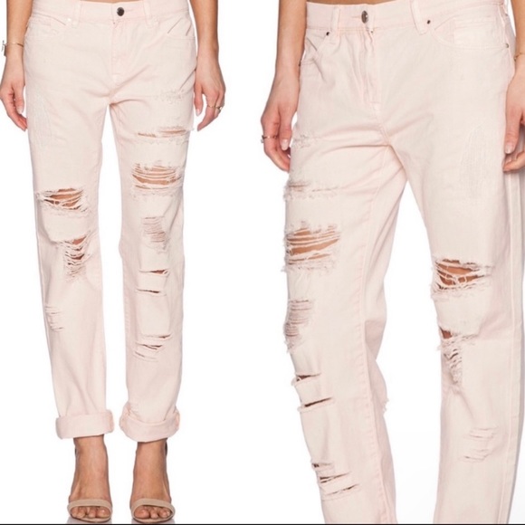 Blank NYC Ditz Distressed Pale Pink Denim Rock Cotton Boyfriend Jeans NWOT 30 - Picture 3 of 16